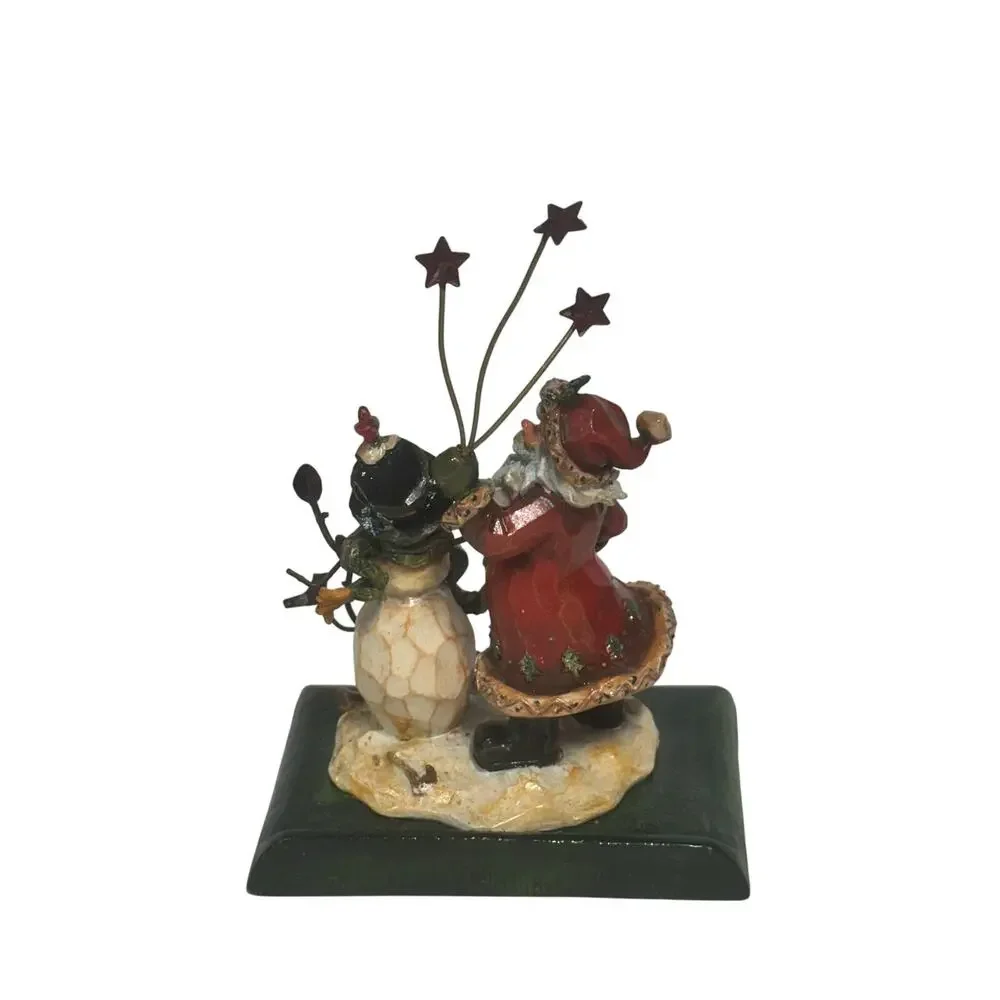 Santa and Snowman Snow Stars Birds 3D Heavy Metal Stocking Holder-Magical!
